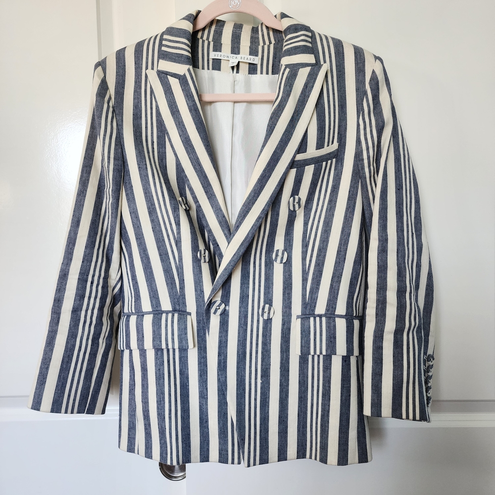 Veronica Beard Geneva Dickey Jacket In Ecru/indigo - Picture 3 of 8